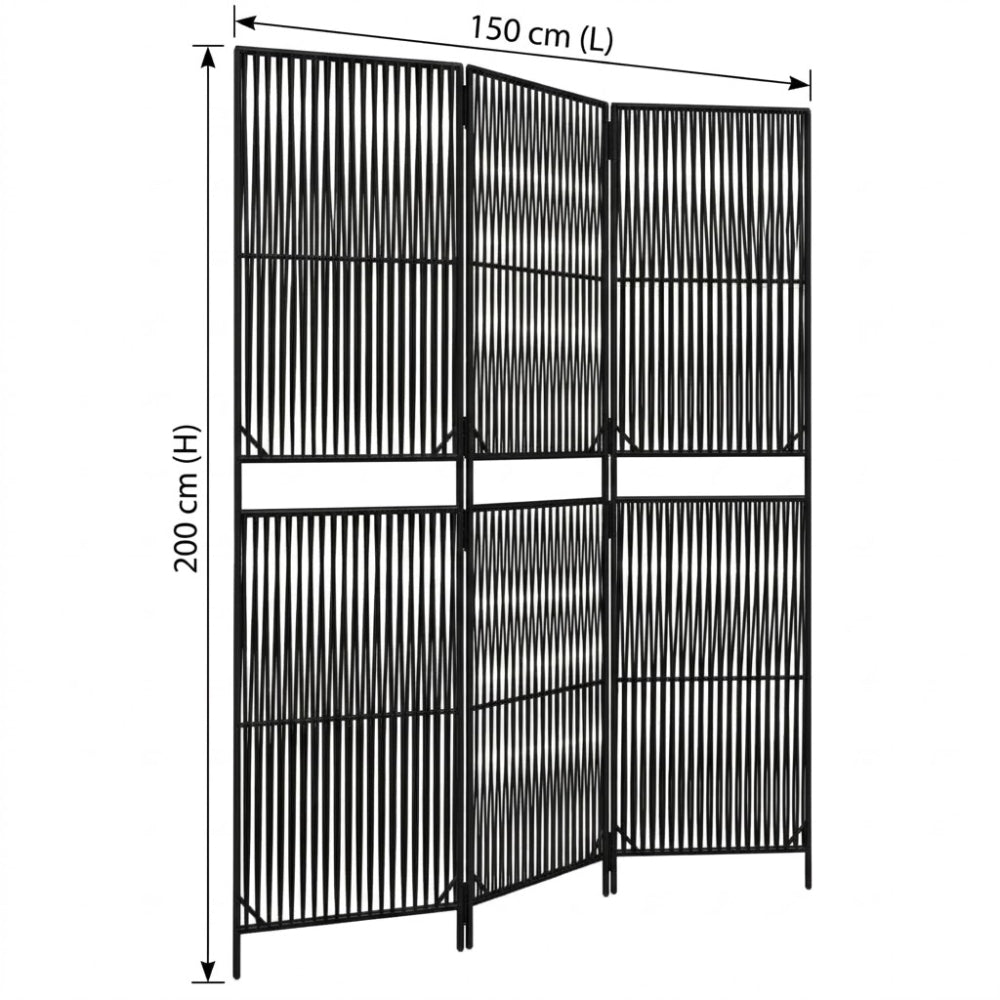 Paravent Poly Rotin Noir 3 Panneaux — Cloison Tressée Légère & Décorative