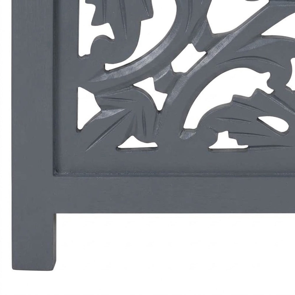 Paravent Sculpté Bois de Manguier Massif — Motif Arabesque Modèle 3
