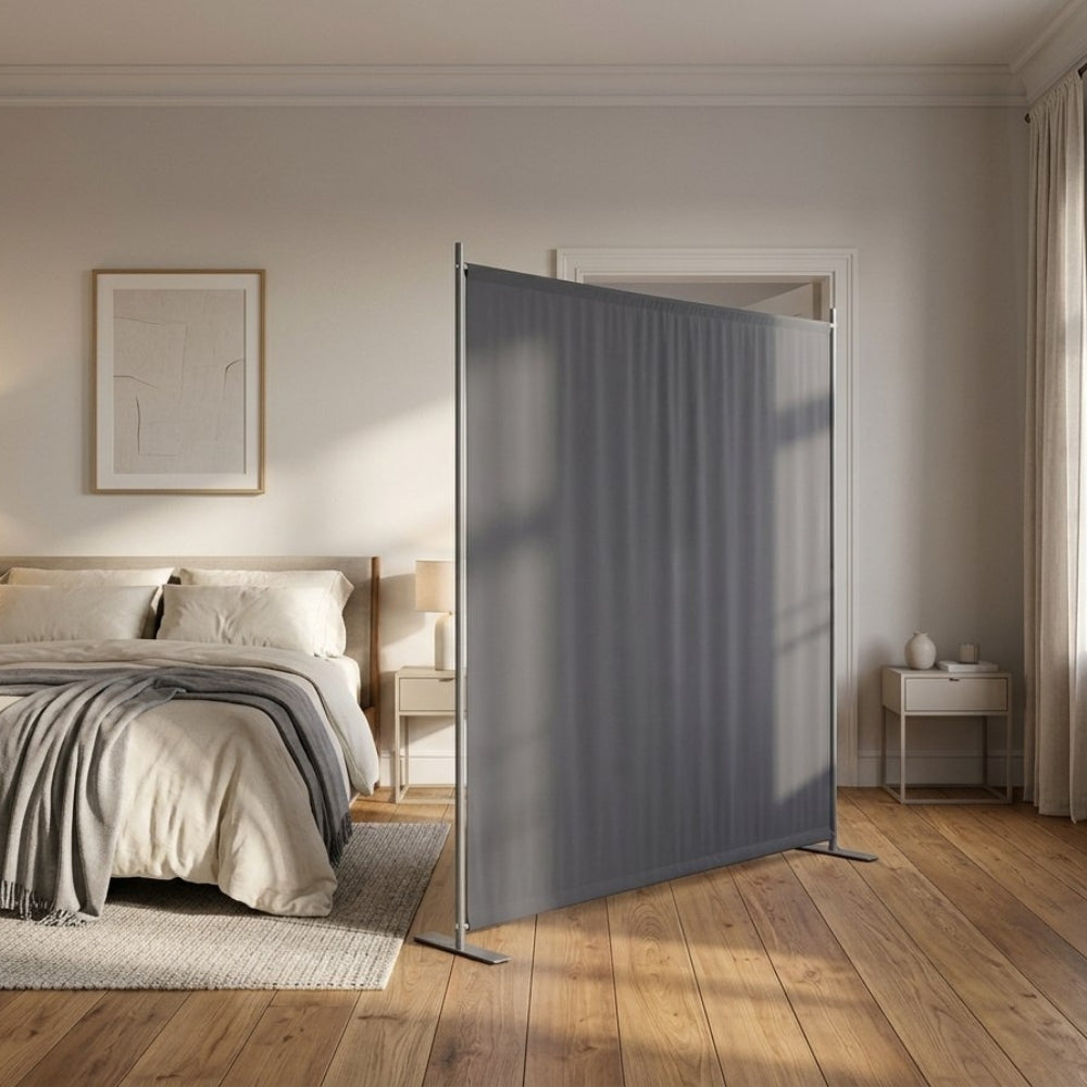 Paravent Tissu Gris Grand Format — Séparateur Carré 180 × 180 cm