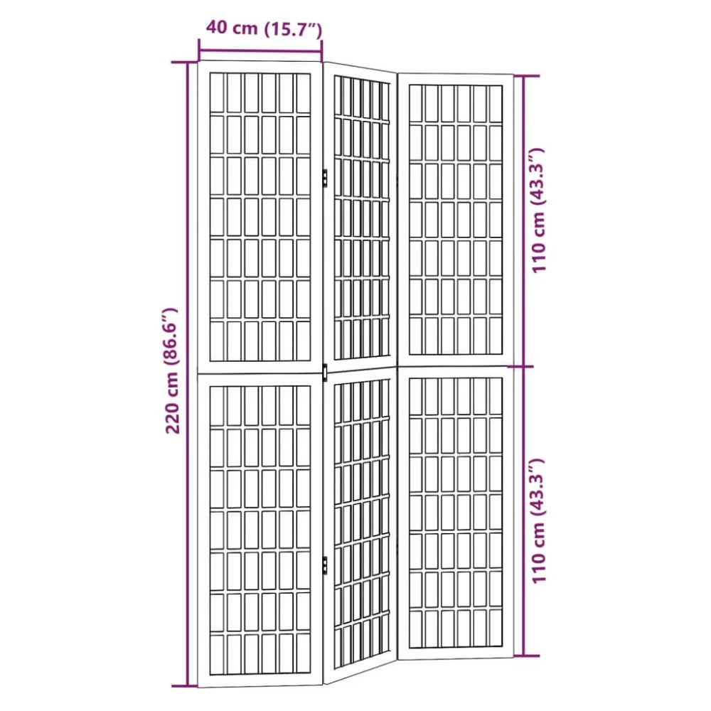 Paravent en Bois de Paulownia Noir — 3 ou 4 Panneaux, Hauteur au Choix