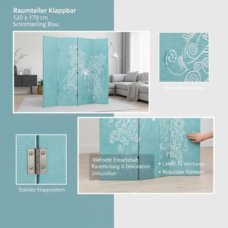 Paravent Imprimé Motif Papillons — Décoration Artistique, Largeur au Choix