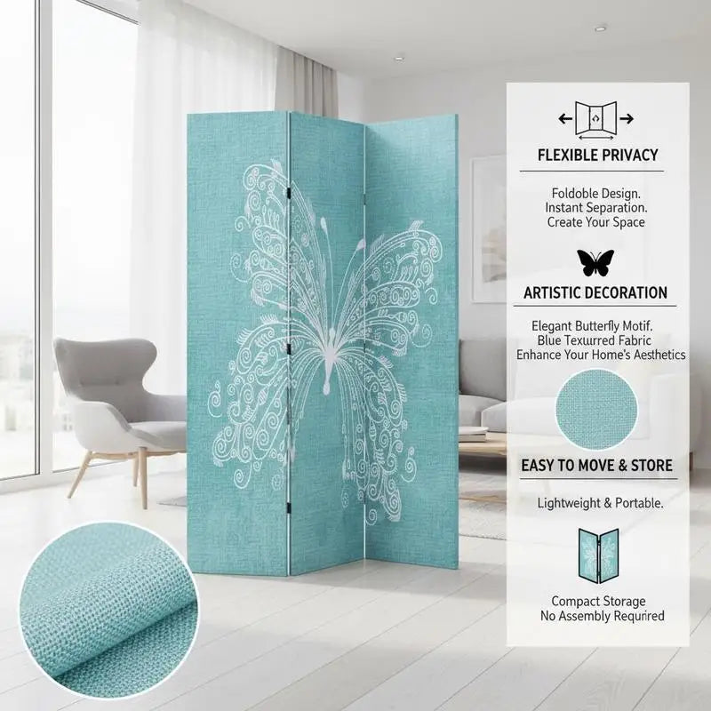 Paravent Imprimé Motif Papillons — Décoration Artistique, Largeur au Choix