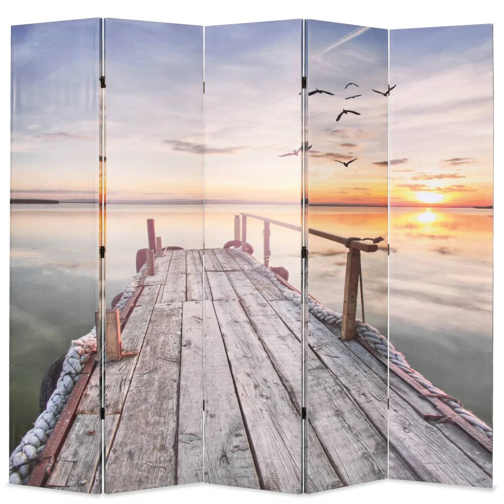 Paravent Imprimé Motif Nature — Cadre Bois, Double Face, Cloison Décorative