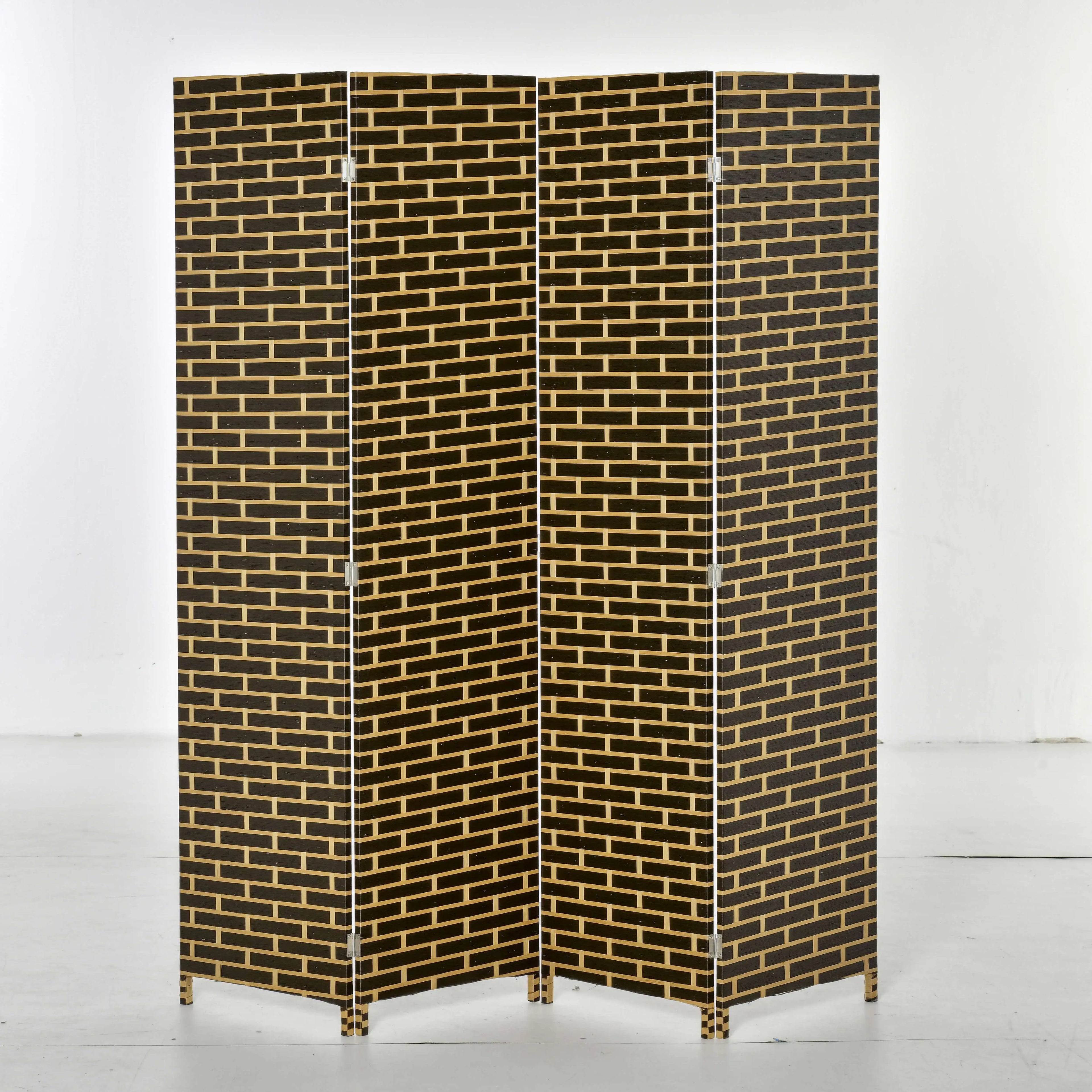 Paravent 4 Panneaux Papier & Bois de Peuplier — Style Japonais 180 × 180 cm
