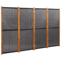Paravent 4 Panneaux Bois Paulownia Noir — Cloison Contemporaine 280 × 180 cm