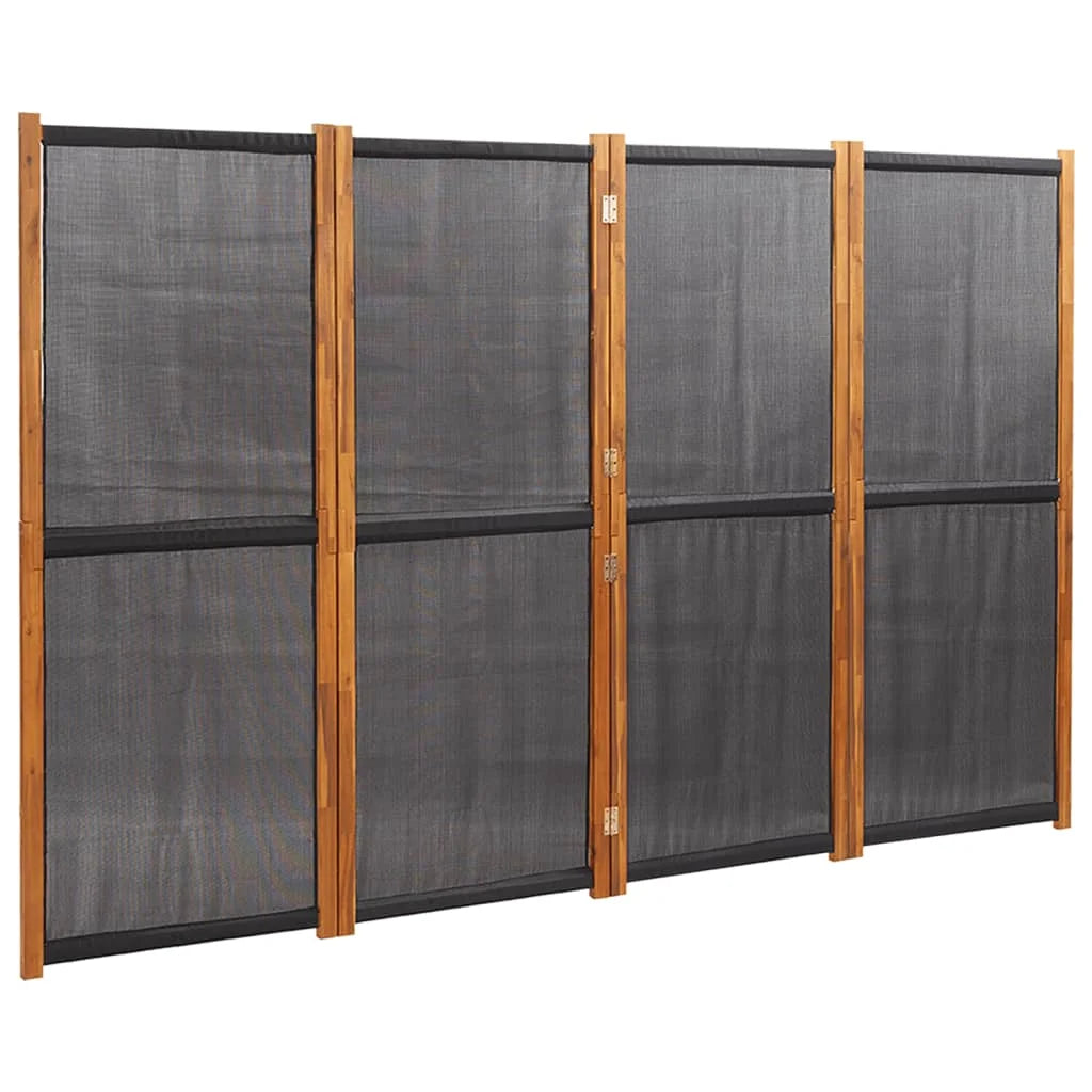 Paravent 4 Panneaux Bois Paulownia Noir — Cloison Contemporaine 280 × 180 cm