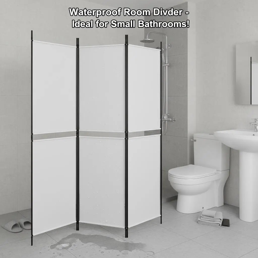 Paravent 3 Panneaux Tissu Blanc 150 × 180 cm — Cloison Bureau & Chambre
