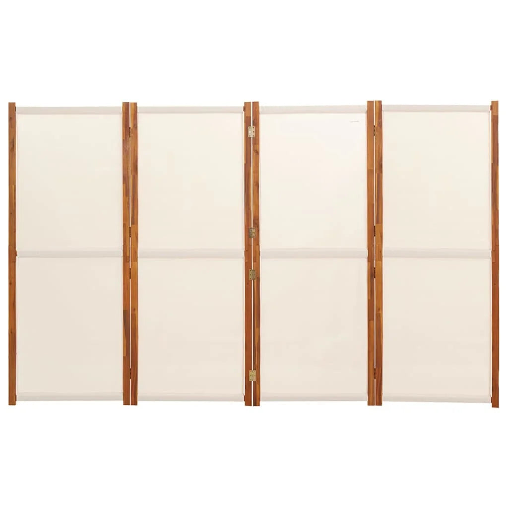 Paravent 4 Panneaux Tissu Blanc Crème — Grand Séparateur 280 × 180 cm