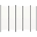 Paravent 5 Panneaux Tissu Blanc — Cloison Légère 250 × 180 cm