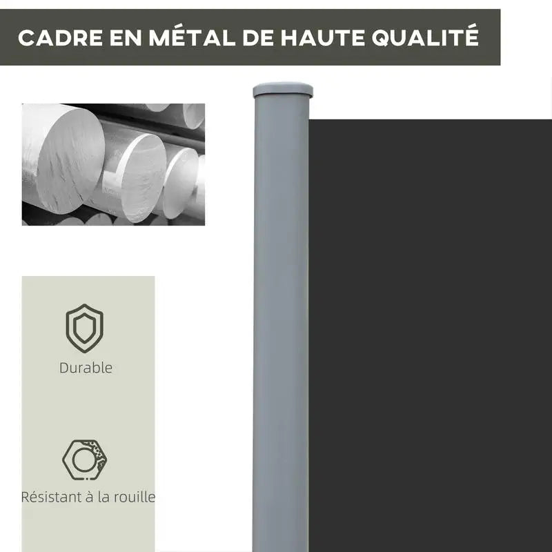 Paravent Rétractable Outdoor 6 m × 180 cm — Protection Solaire Anti-UV Gris & Noir