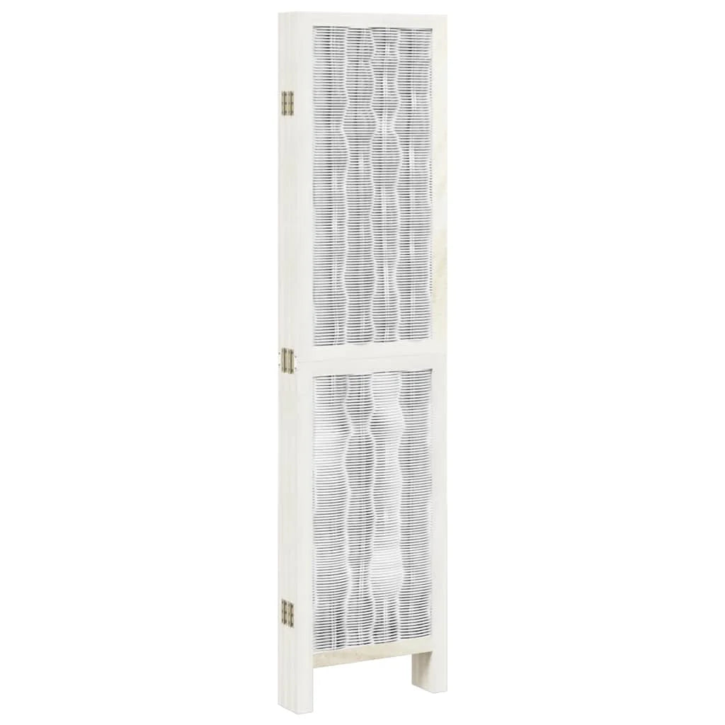 Paravent 6 Panneaux Blanc en Bois de Paulownia — Hauteur au Choix