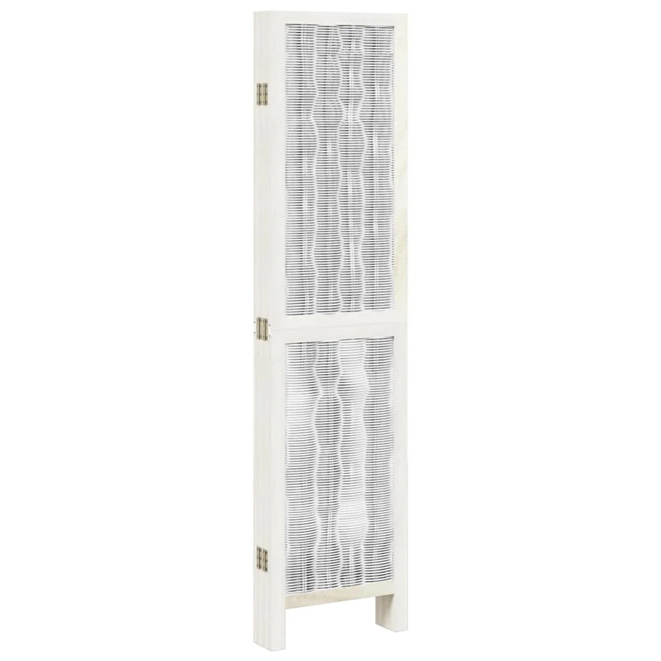 Paravent 6 Panneaux Blanc en Bois de Paulownia — Hauteur au Choix