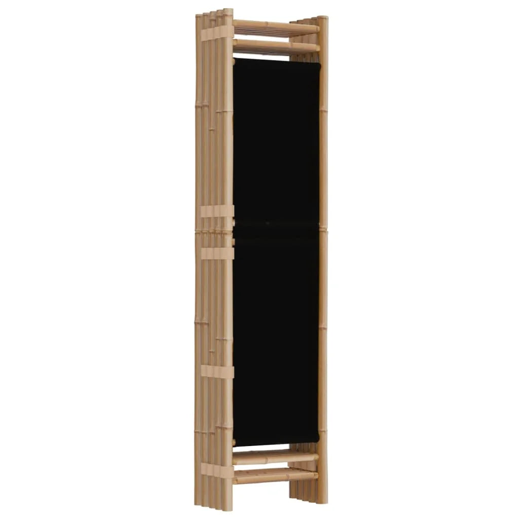 Paravent 5 Panneaux Bambou & Toile — Séparateur Naturel 200 cm