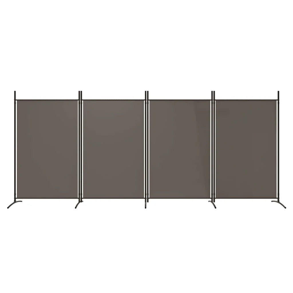 Paravent 4 Panneaux Tissu Anthracite — Grande Cloison 346 × 180 cm
