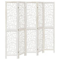 Paravent 5 Panneaux Bois Paulownia Blanc — Disponible en 4 Hauteurs
