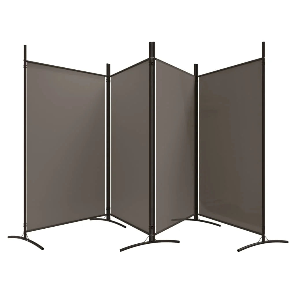 Paravent 4 Panneaux Tissu Anthracite — Grande Cloison 346 × 180 cm