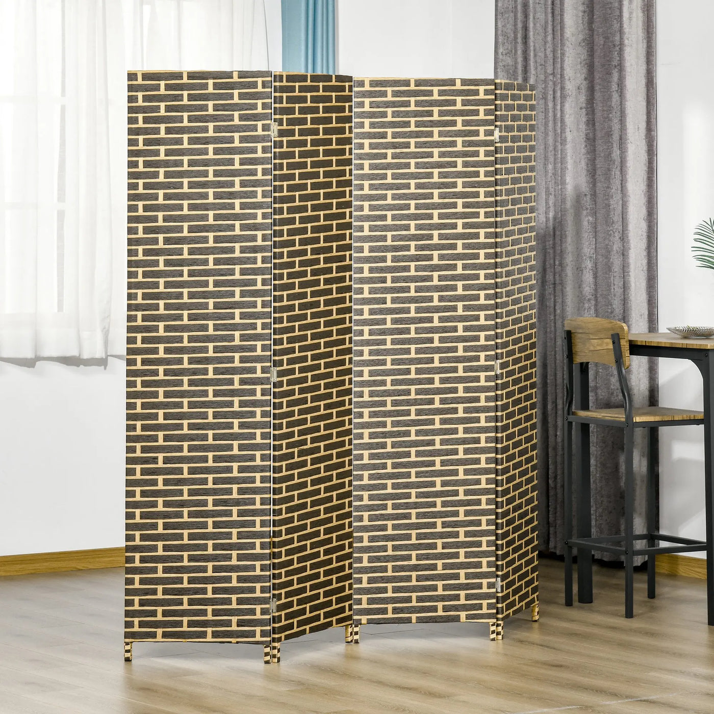 Paravent 4 Panneaux Papier & Bois de Peuplier — Style Japonais 180 × 180 cm