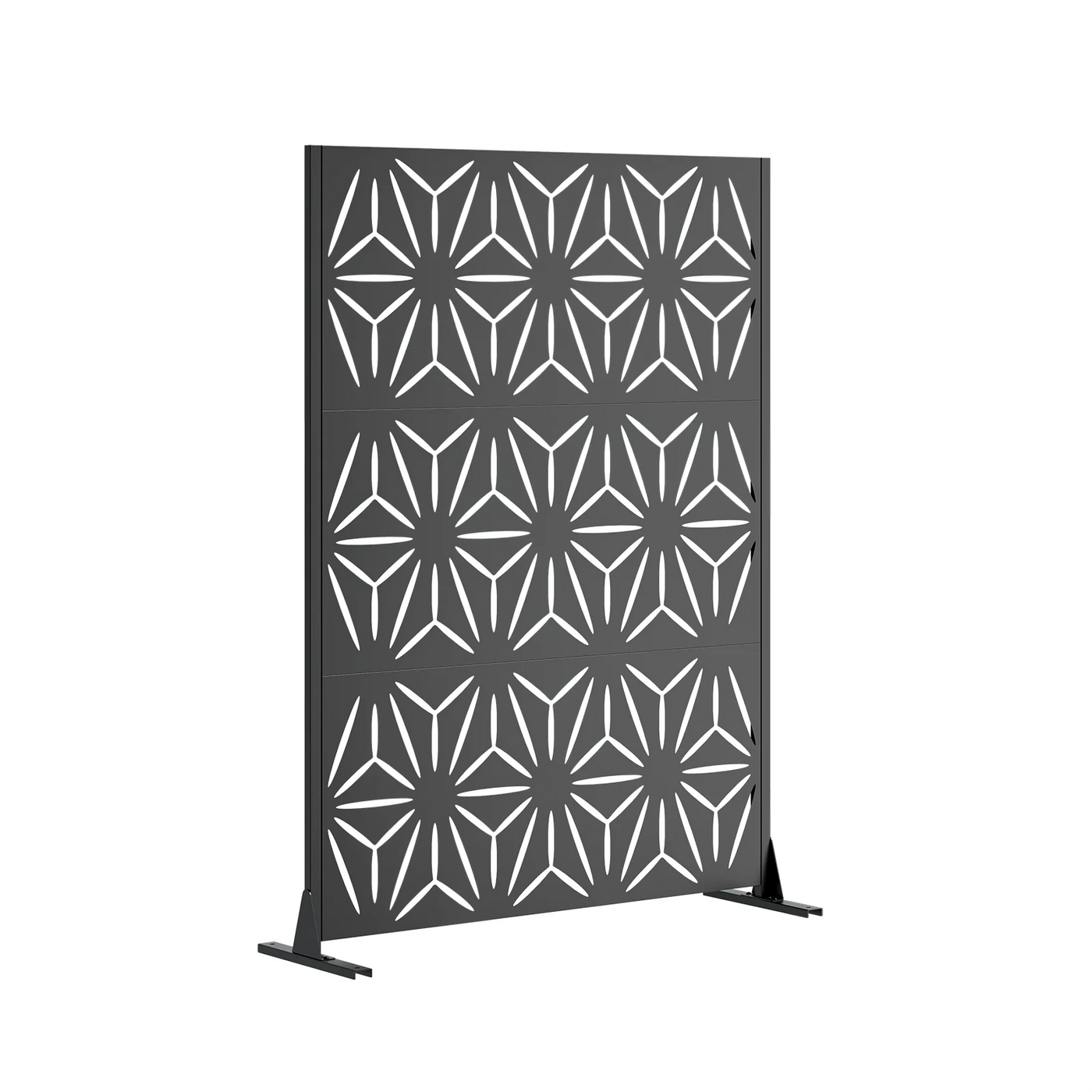 Paravent Métal Outdoor Autoportant Noir — Clôture Décorative Modulable Extérieur