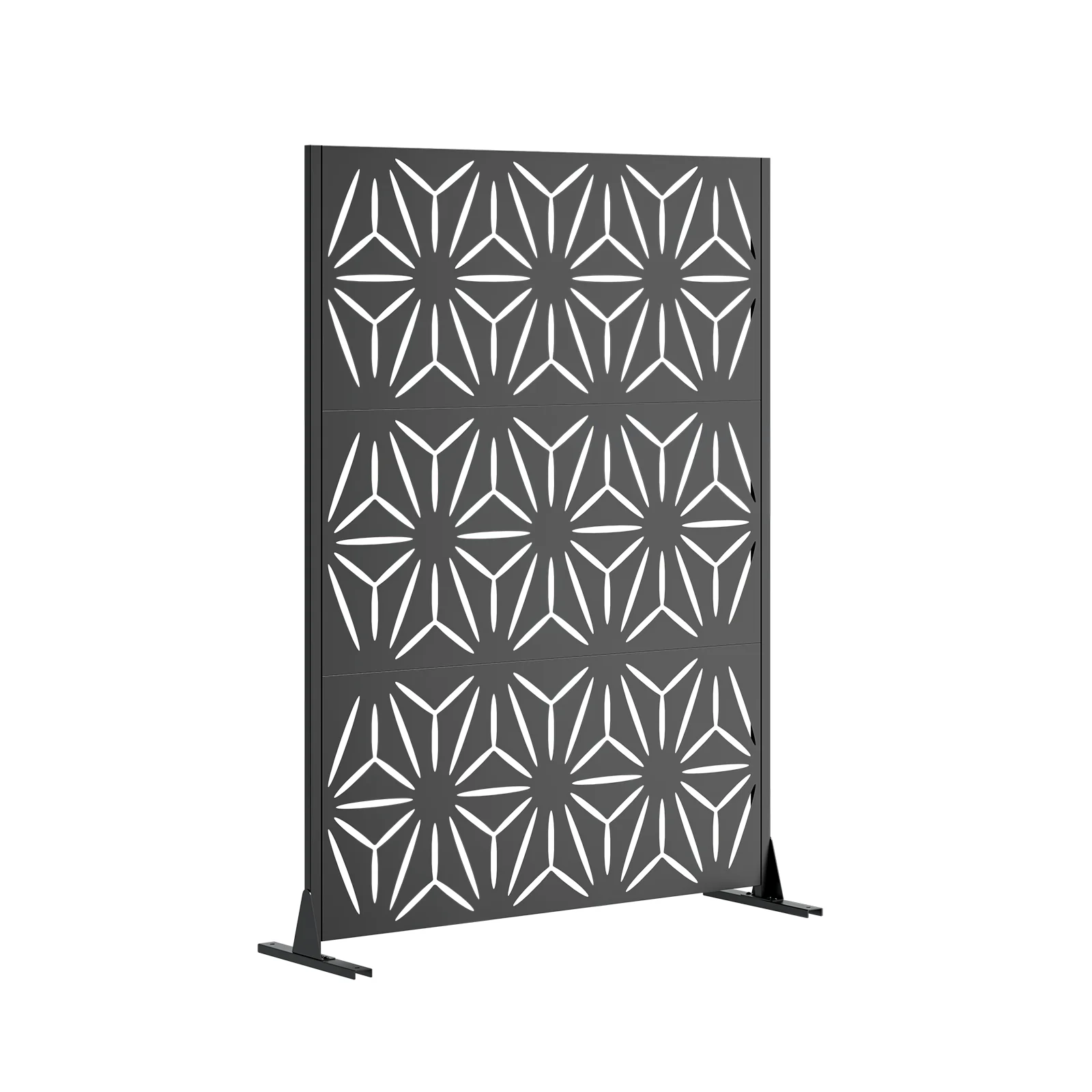 Paravent Métal Outdoor Autoportant Noir — Clôture Décorative Modulable Extérieur