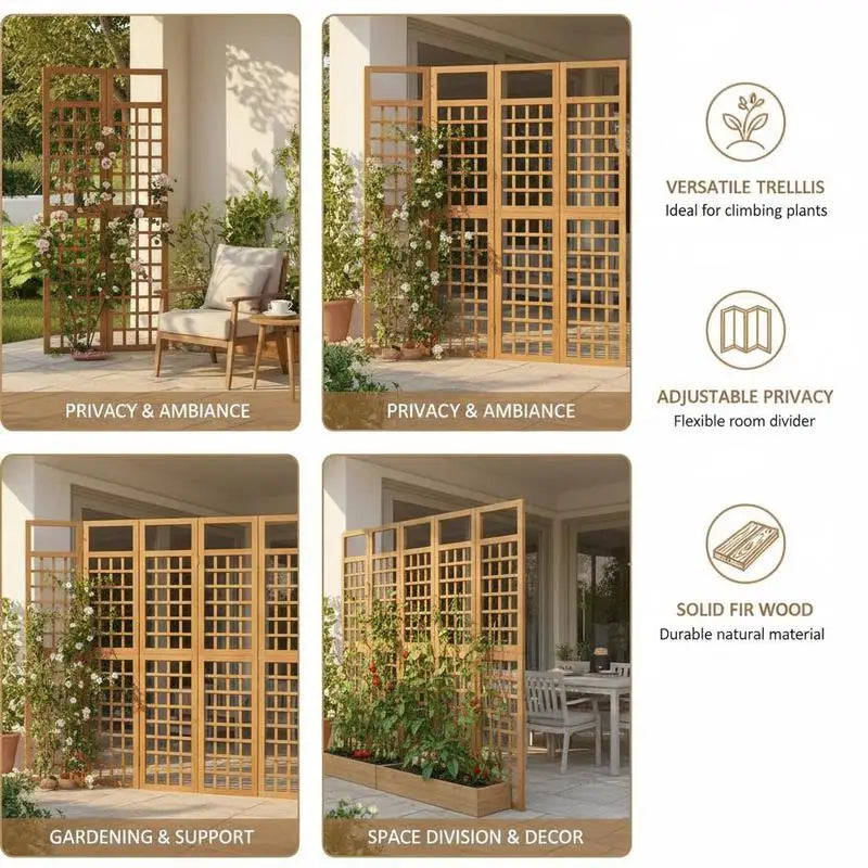 Paravent 6 Panneaux Bois Sapin — Grande Cloison Naturelle 242 × 180 cm