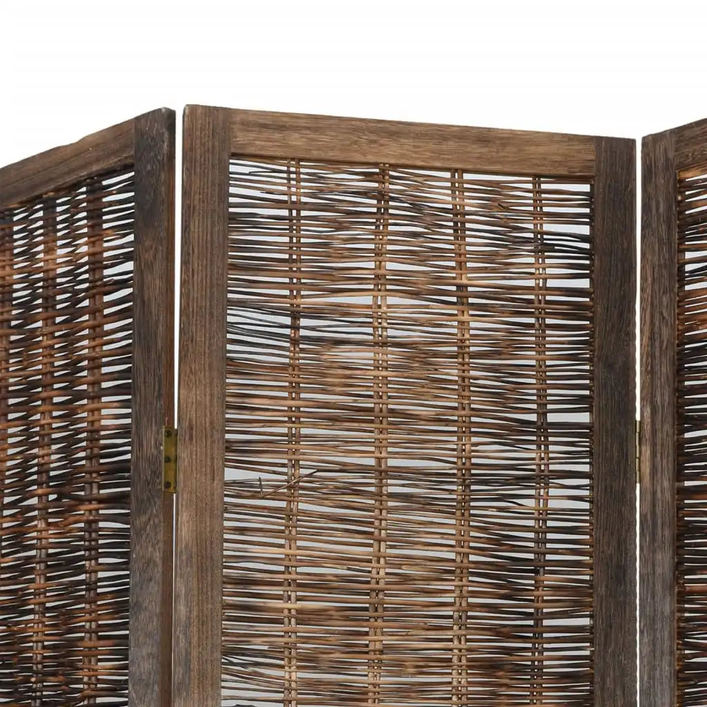 Paravent 5 Panneaux Bois Paulownia Brun Foncé — Cloison Naturelle & Durable