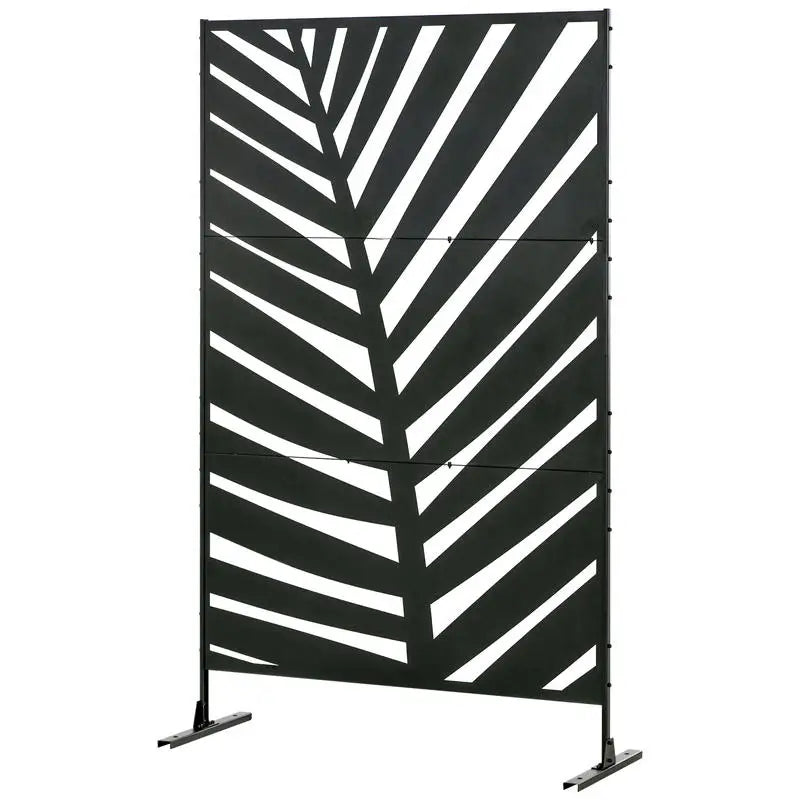 Paravent Acier Noir 198 cm — Motif Botanique, Balcon & Patio