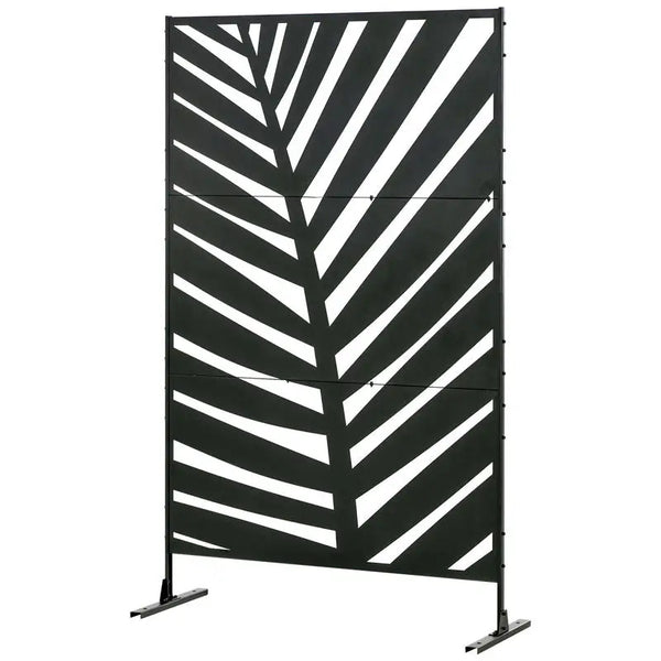 Paravent Acier Noir 198 cm — Motif Botanique, Balcon & Patio