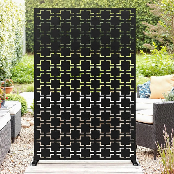 Panneau Décoratif Jardin Noir Motif D avec Socle 120×183 cm