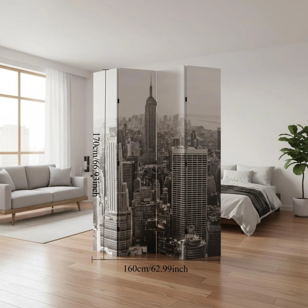 Paravent Cadre Bois & Toile Photo Imprimée — Cloison Décorative en 3 Dimensions