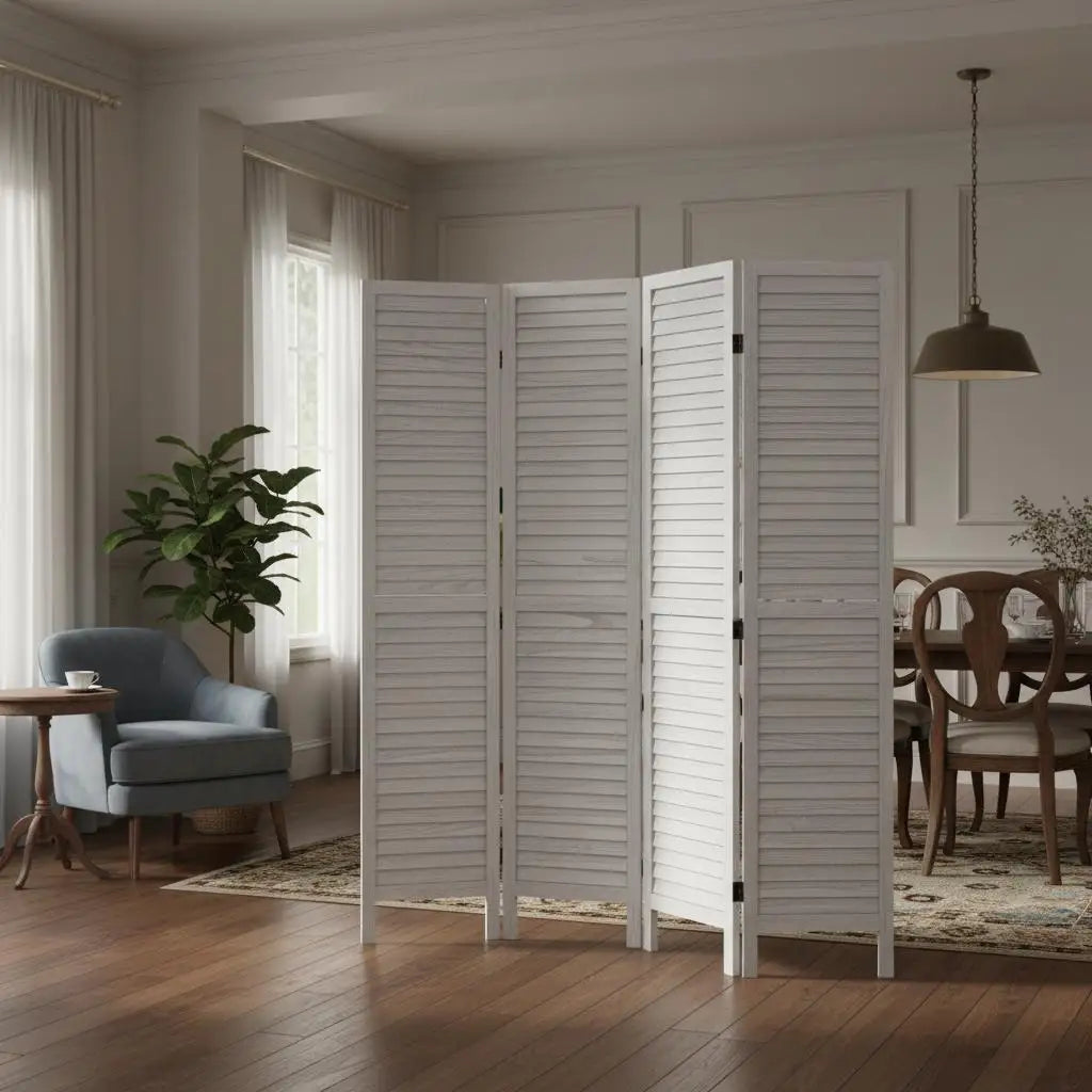 Paravent 6 Panneaux Bois à Lamelles — Cloison Architecturale 170 cm