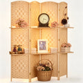 Paravent 4 Panneaux Bois avec 2 Étagères — Rangement & Séparation 160 × 170 cm