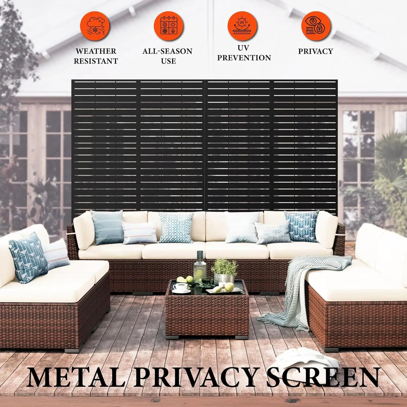 Panneau Brise-Vue Extérieur Décoratif — Clôture Jardin & Patio 120 × 183 cm