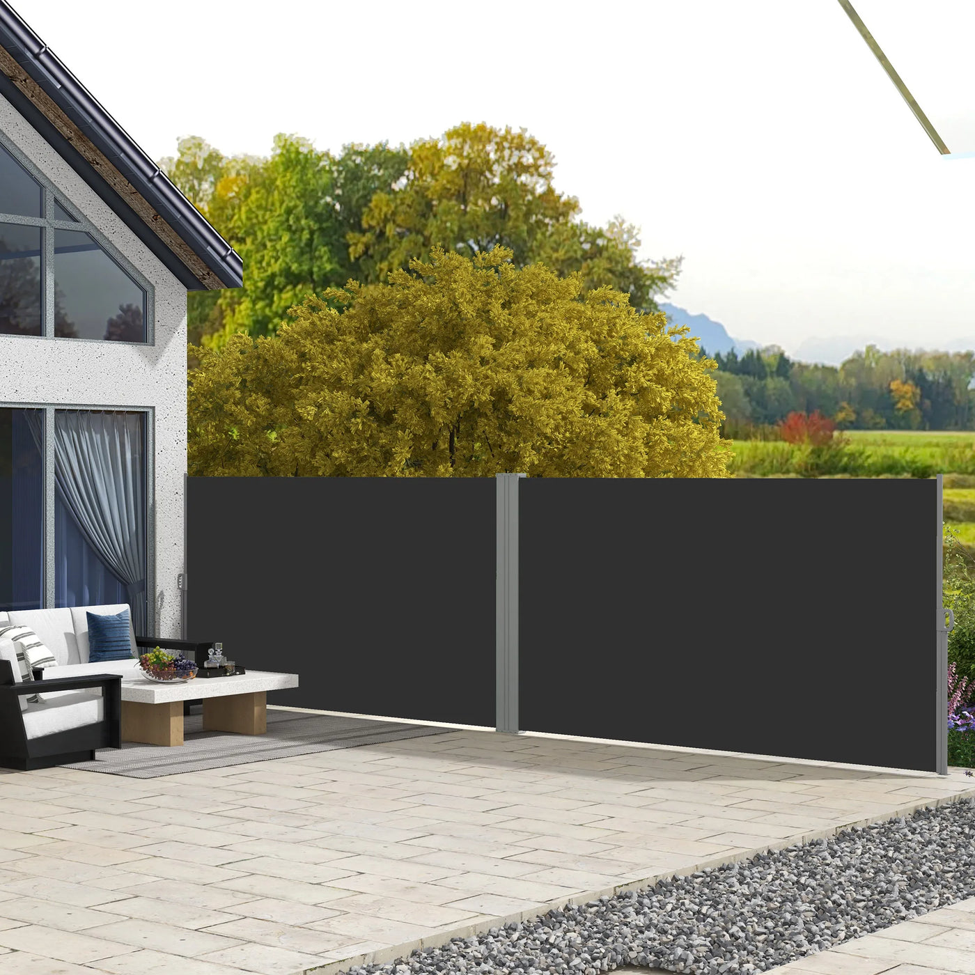Paravent Rétractable Outdoor 6 m × 180 cm — Protection Solaire Anti-UV Gris & Noir
