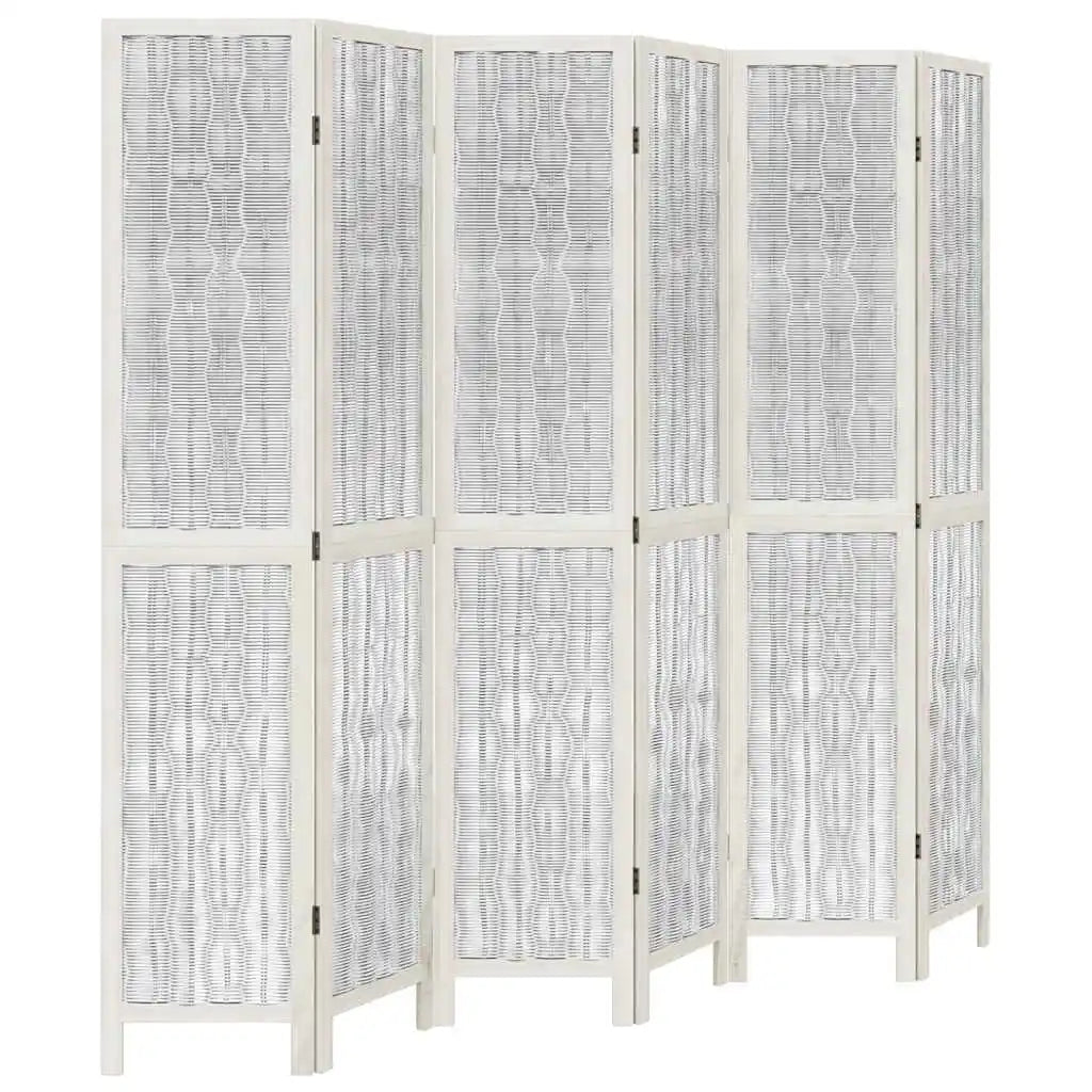 Paravent 6 Panneaux Blanc en Bois de Paulownia — Hauteur au Choix