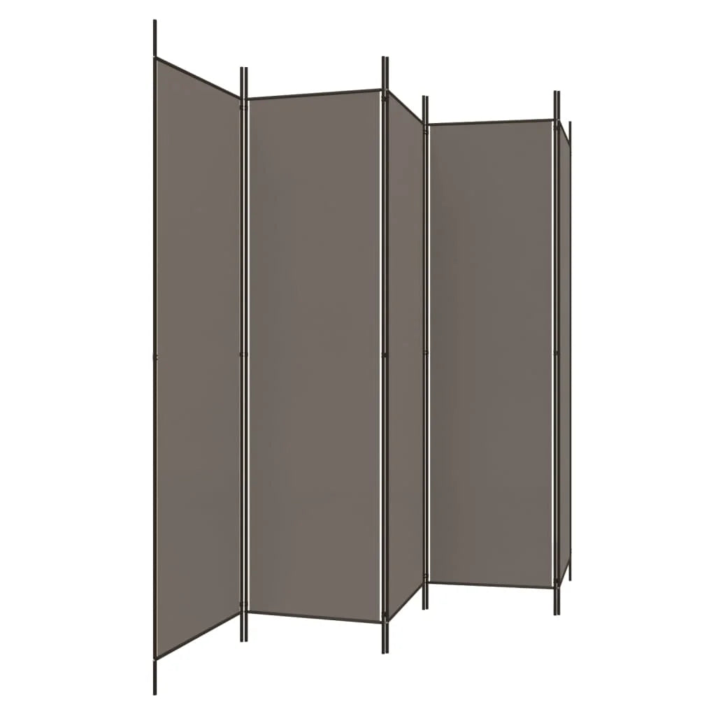 Paravent 5 Panneaux Tissu Anthracite — Grande Cloison 250 × 200 cm