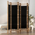 Paravent 5 Panneaux Bambou & Toile — Séparateur Naturel 200 cm