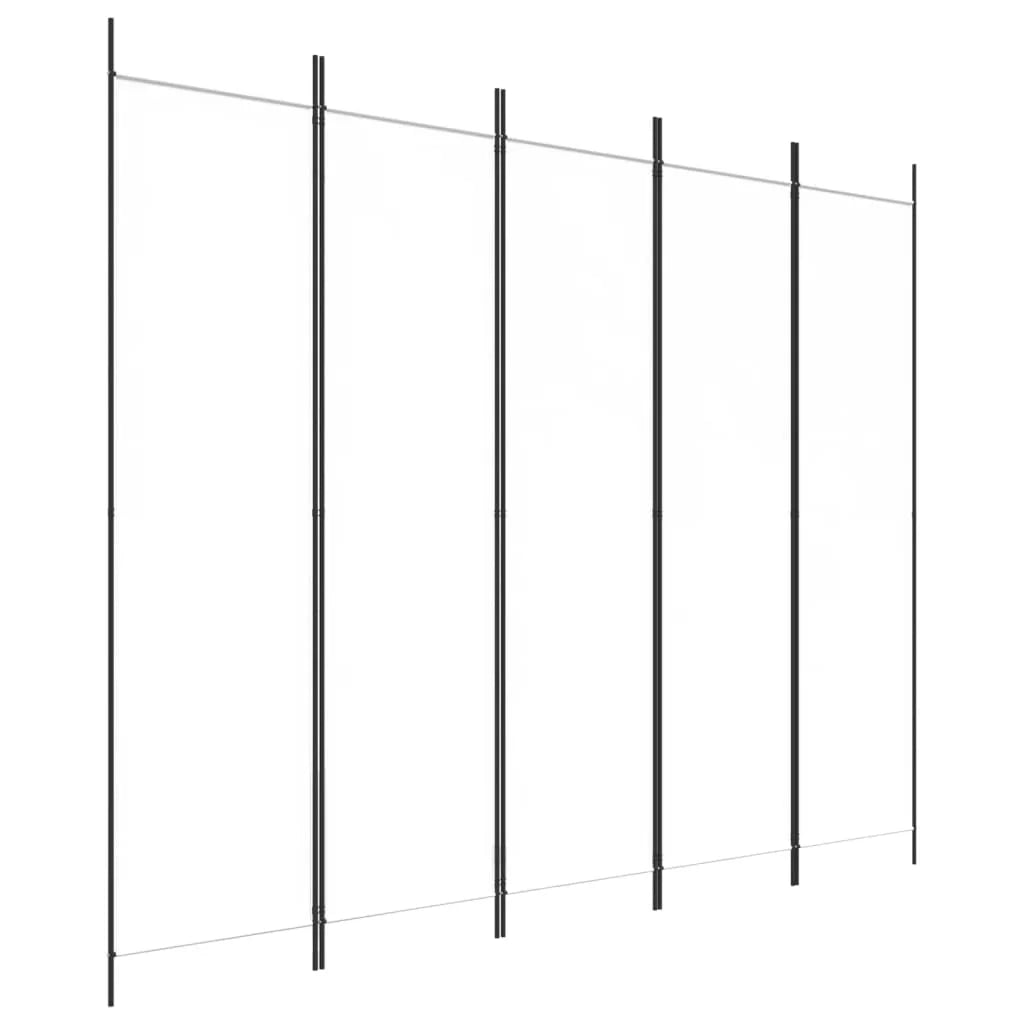 Paravent 5 Panneaux Tissu Blanc 250×200 cm
