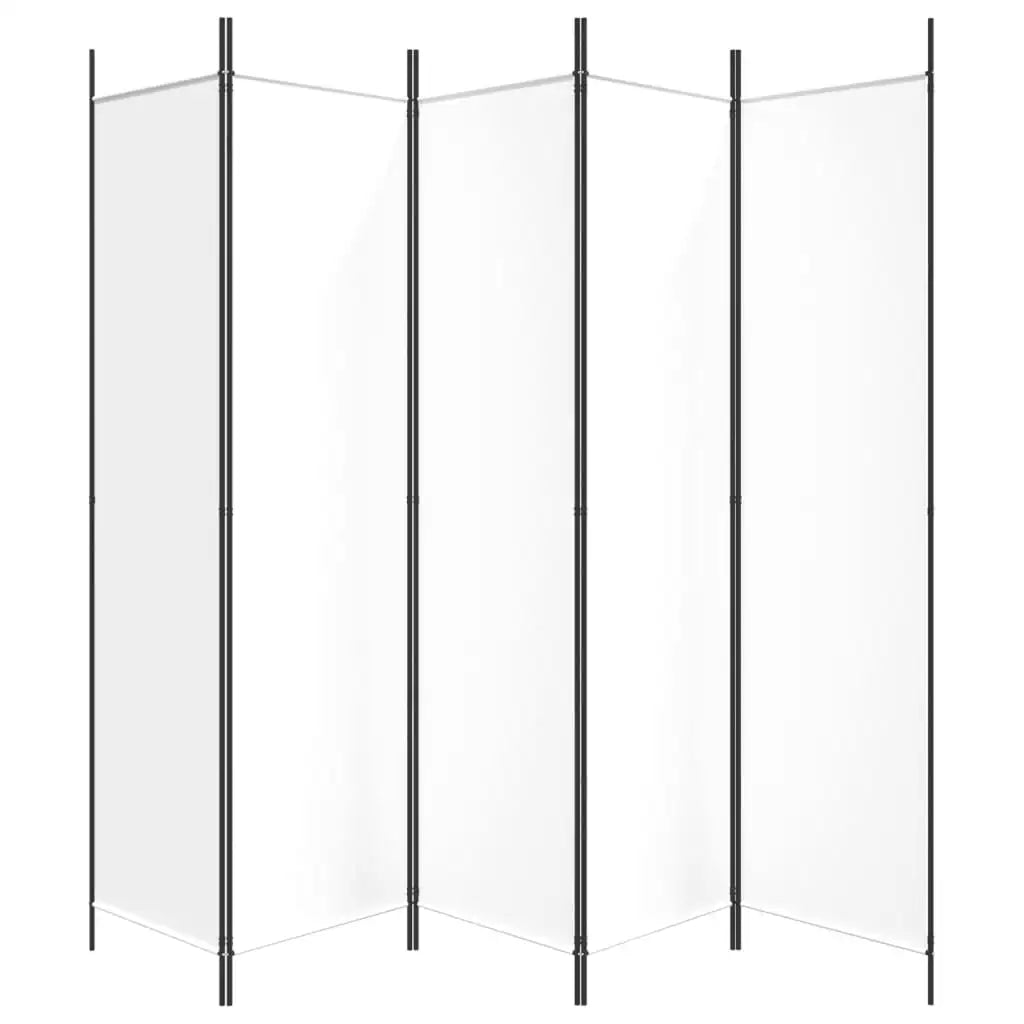 Paravent 5 Panneaux Tissu Blanc 250×200 cm