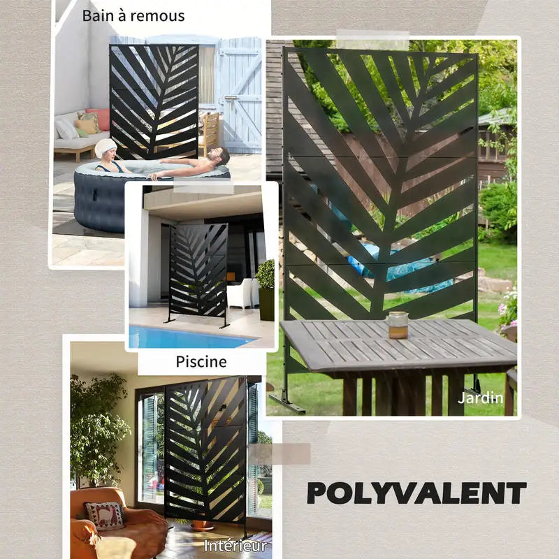 Paravent Extérieur Motif Palmier — Silhouette Raf Noire, Design Tropical