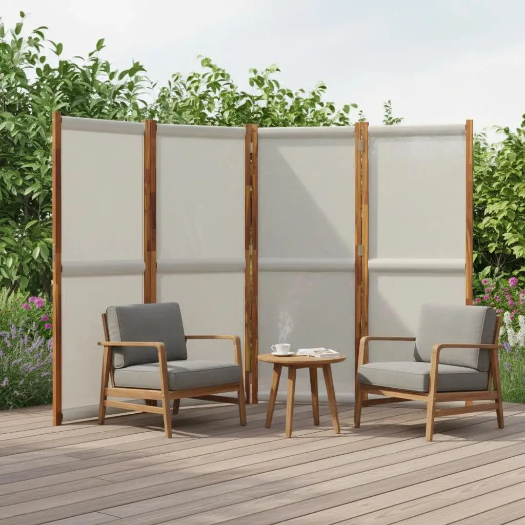 Paravent 4 Panneaux Tissu Gris Clair — Grand Format 280 × 180 cm