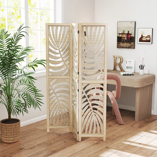 Paravent 3 Panneaux Imprimé Feuilles Tropicales — Décoration Botanique 120 × 170 cm