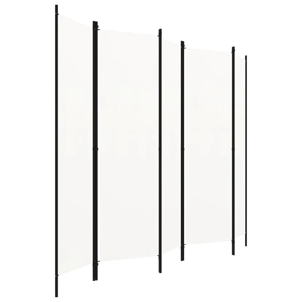Paravent 5 Panneaux Tissu Blanc — Cloison Légère 250 × 180 cm