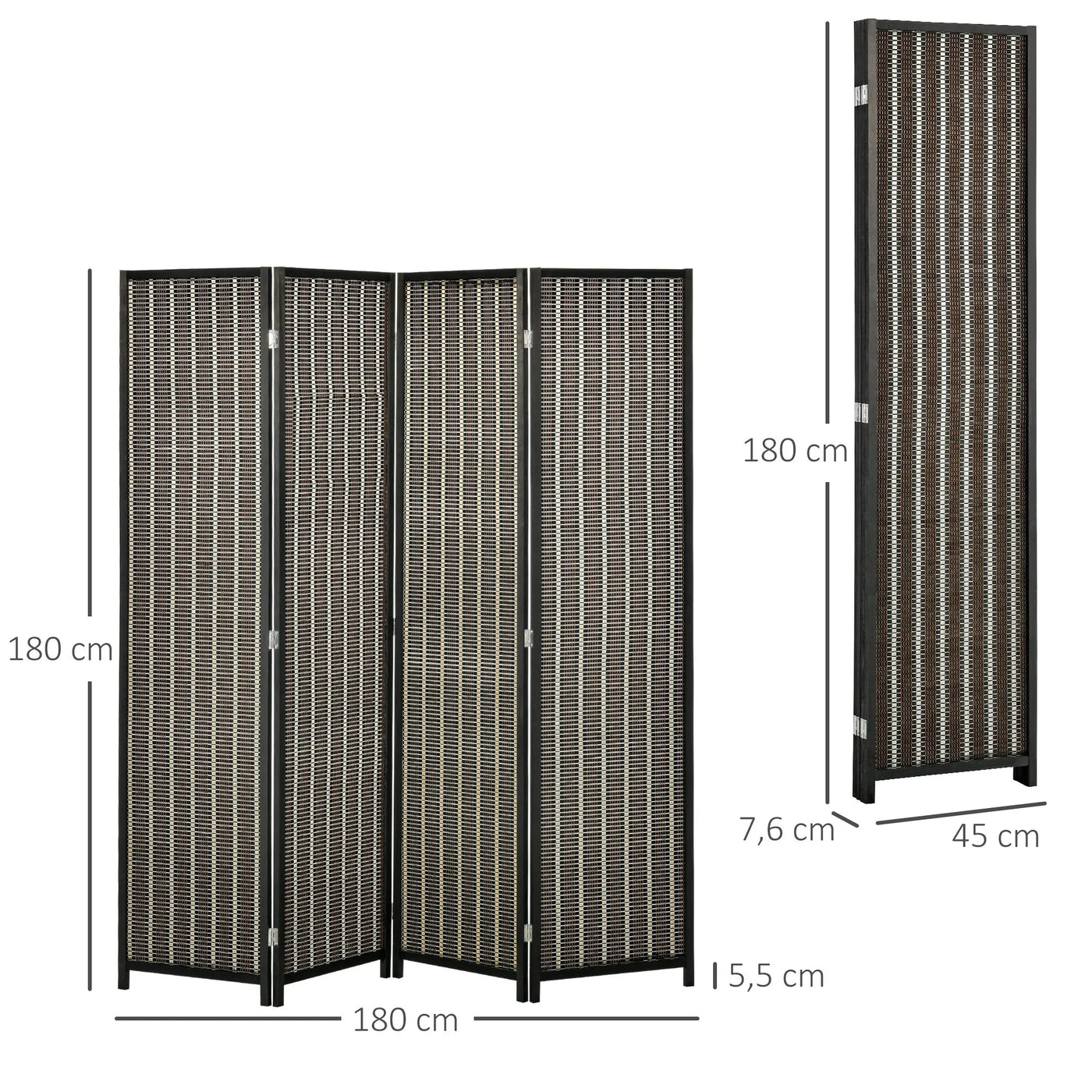 Paravent 4 Panneaux en Bambou — Grand Format Carré 180 × 180 cm