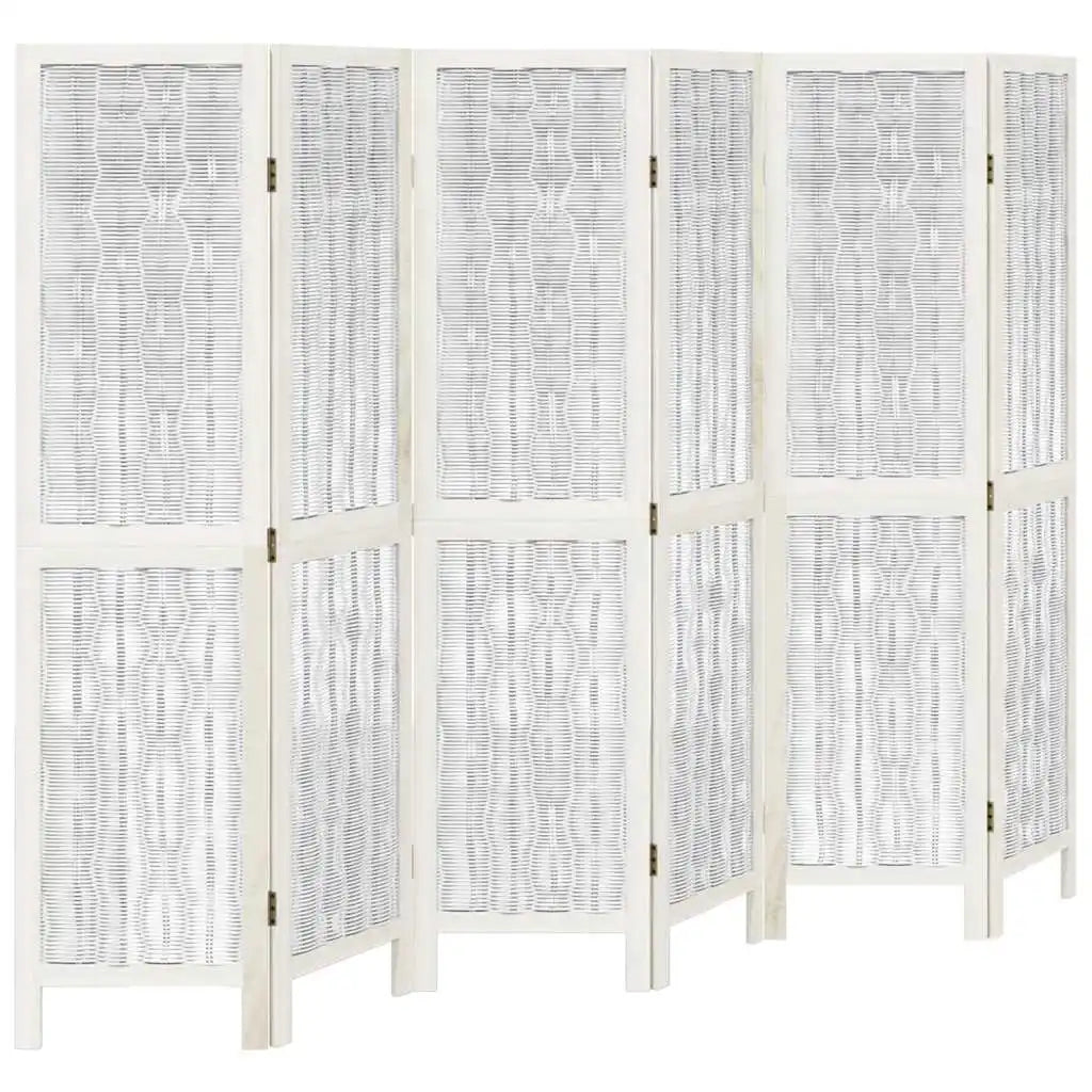 Paravent 6 Panneaux Blanc en Bois de Paulownia — Hauteur au Choix