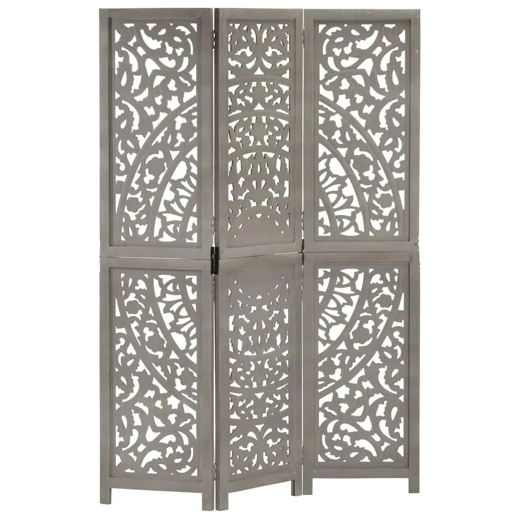 Paravent Sculpté Bois de Manguier Massif — Motif Arabesque Modèle 3