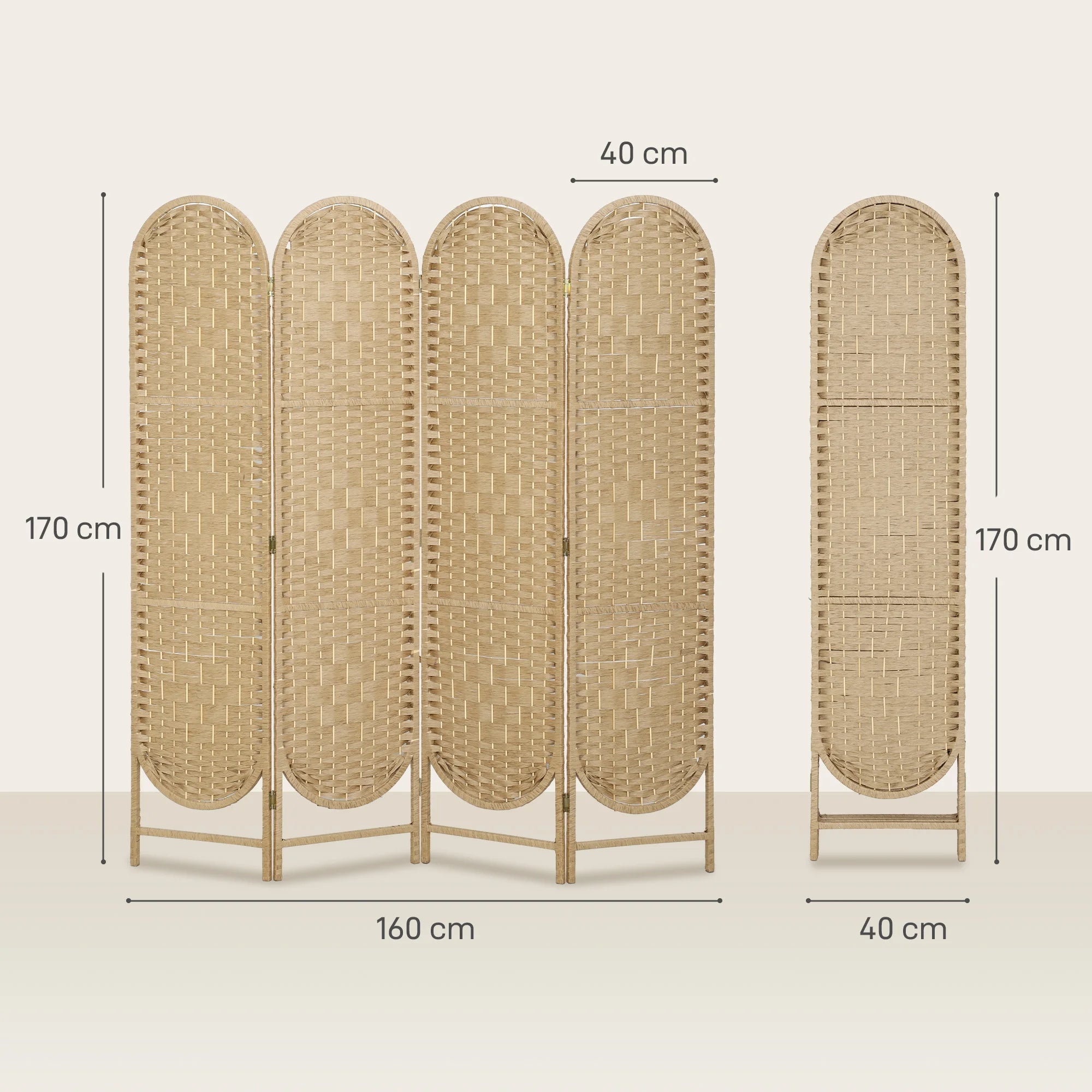 Paravent Bohème à Arche — Tissage Main, Coloris Naturel, Largeur au Choix