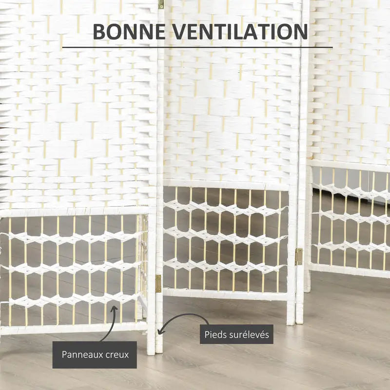 Paravent 6 Panneaux Bambou Naturel — Déploiement Sans Montage
