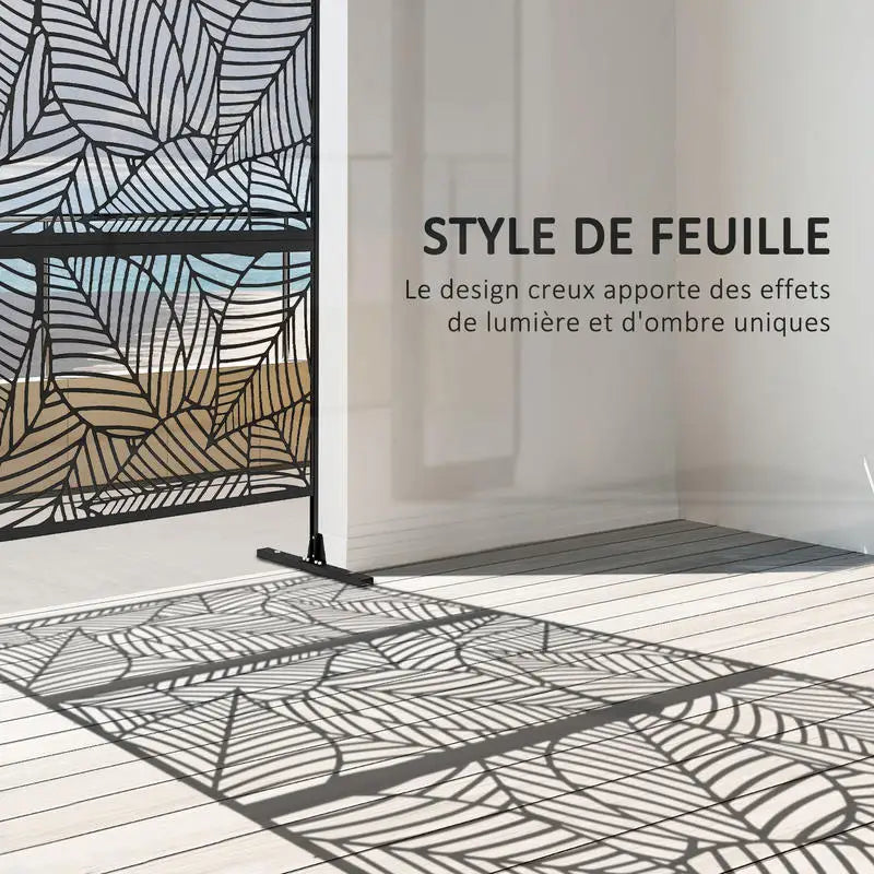 Panneau Brise-Vue Extérieur Noir — Motif Feuillage, Treillis Plantes Grimpantes