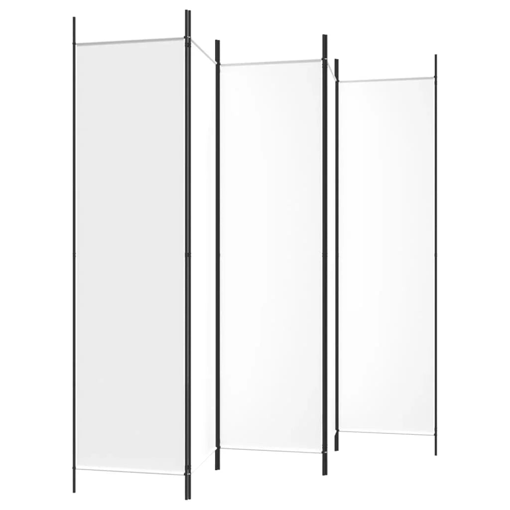 Paravent 5 Panneaux Tissu Blanc 250×200 cm