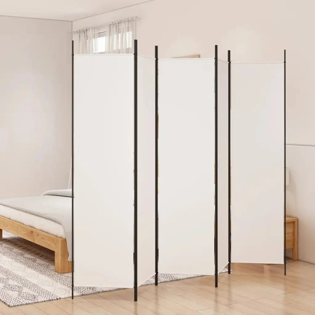 Paravent 5 Panneaux Tissu Blanc 250×200 cm